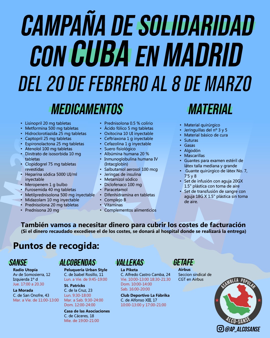 Radio Utopía participa en la campaña de solidaridad que se está organizando en apoyo del pueblo Cubano.