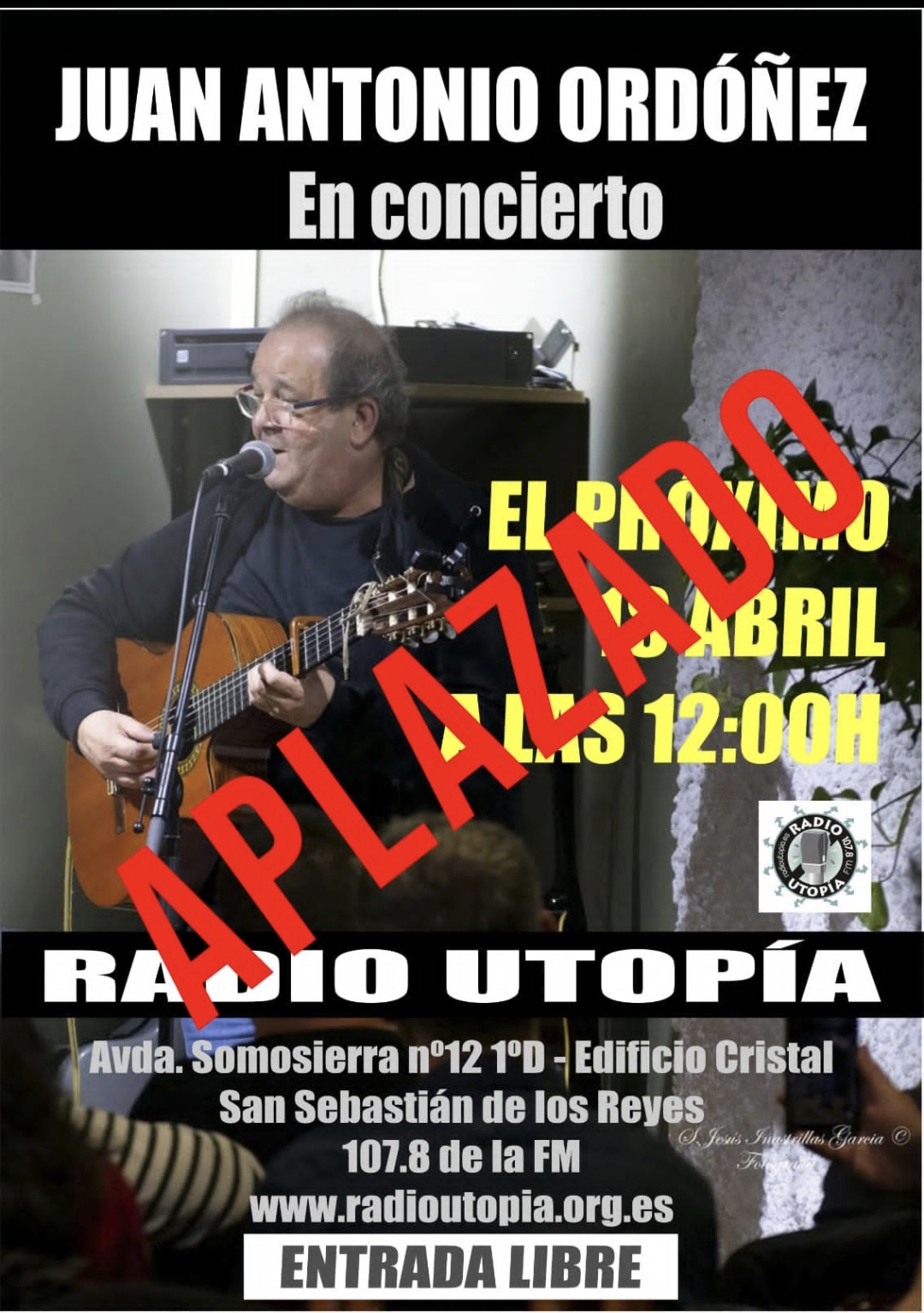 Concierto de Juan Antonio Ordoñez en RU aplazado