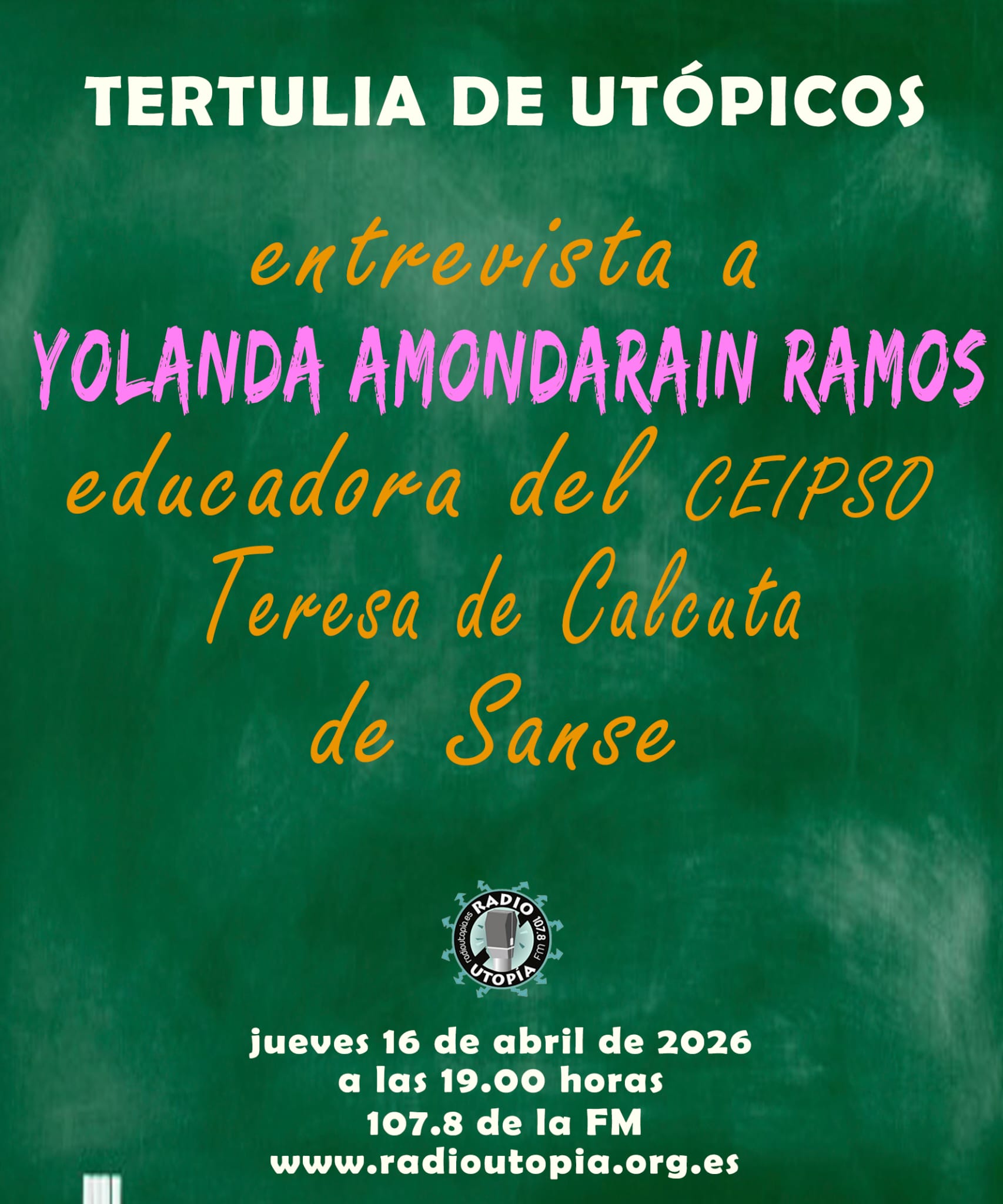 EN TERTULIA DE UTÓPICOS ESTE JUEVES ENTREVISTA