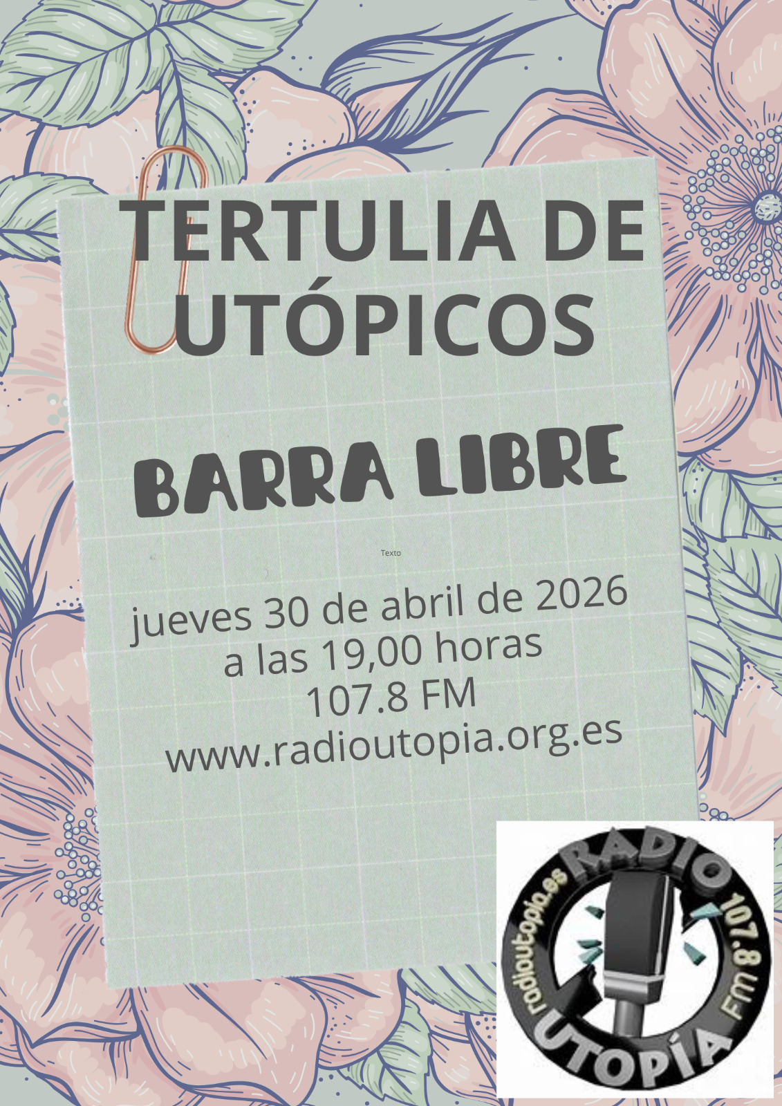 Tertulia de Utópicos este jueves