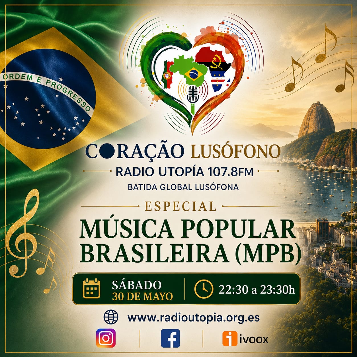 Música Popular Brasileira, este sábado, en Coraçao Lusófono.