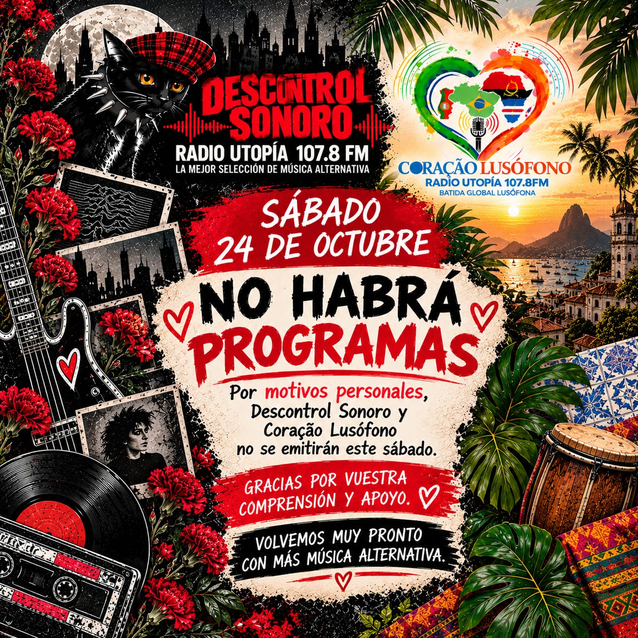 Este sábado no hay programas de Descontrol Sonoro y Coraçao Lusófono.